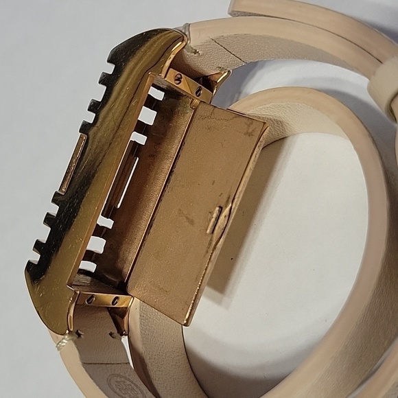 Tory Burch Gold Tan Leather Wrap Around Fitbit Bracelet/ Bangle - Picture 9 of 10